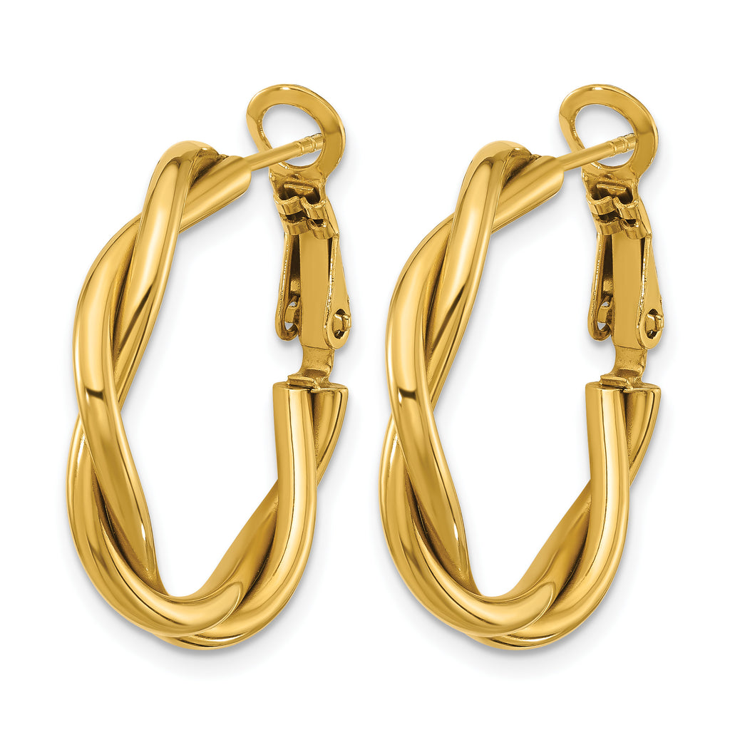 Stainless Steel Gold-Tone Polished Twisted Hoop Earrings for Women