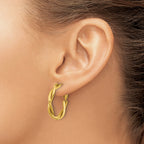 Stainless Steel Gold-Tone Polished Twisted Hoop Earrings for Women
