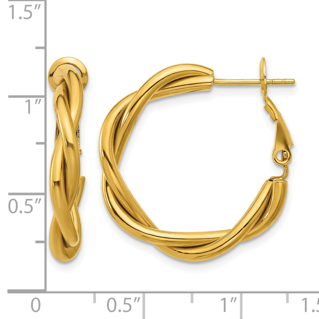 Stainless Steel Gold-Tone Polished Twisted Hoop Earrings for Women