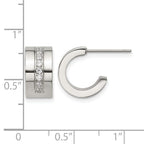 Stainless Steel Polished Cubic Zirconia C-Hoop Earrings for Women