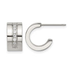 Stainless Steel Polished Cubic Zirconia C-Hoop Earrings for Women