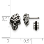 Stainless Steel Polished & Antiqued Button Earrings
