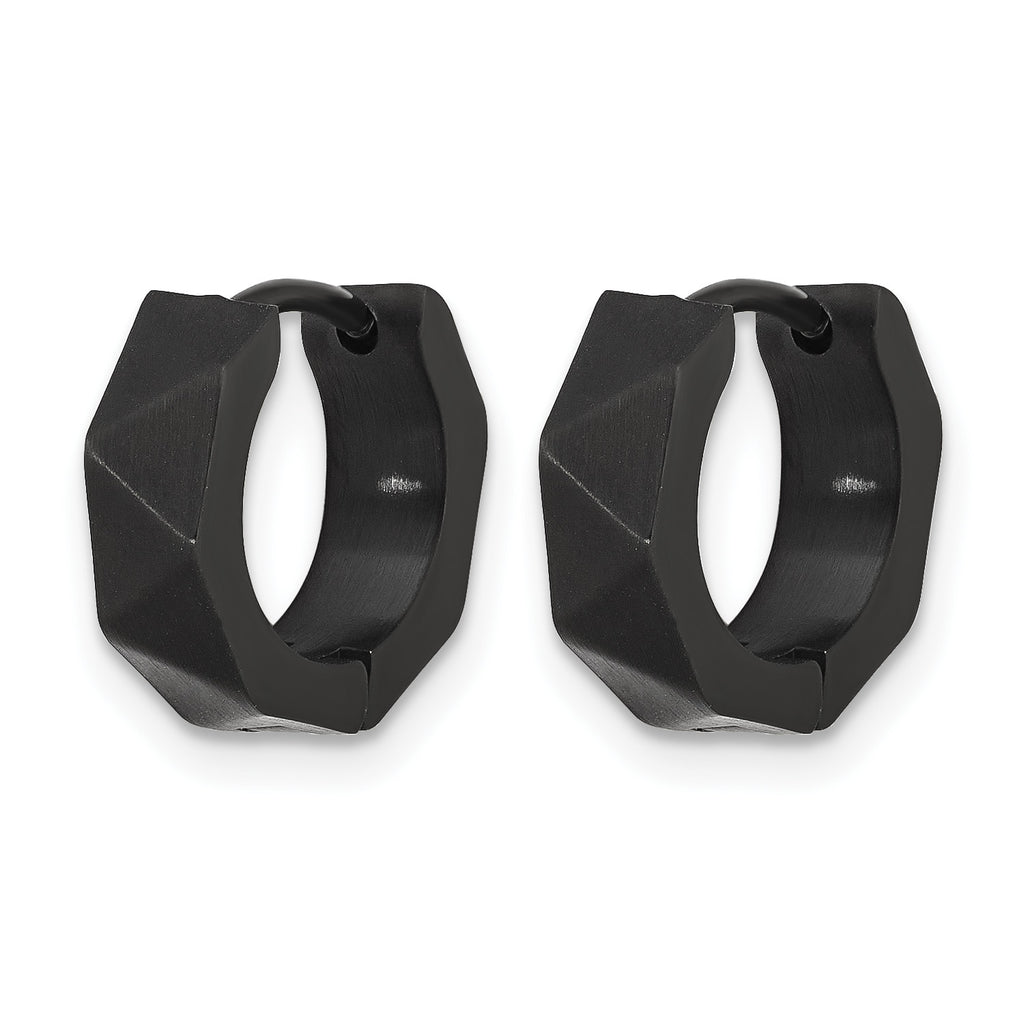 Brushed Black Stainless Steel Hoop Earrings 4mm