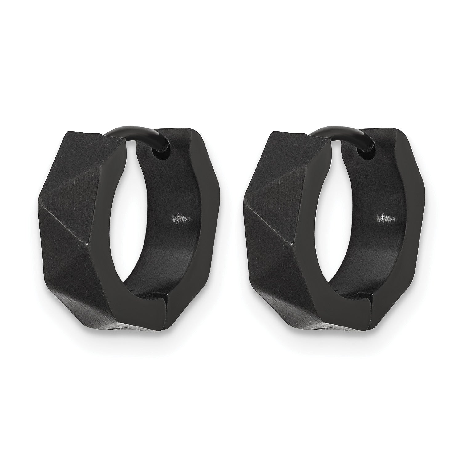 Brushed Black Stainless Steel Hoop Earrings 4mm