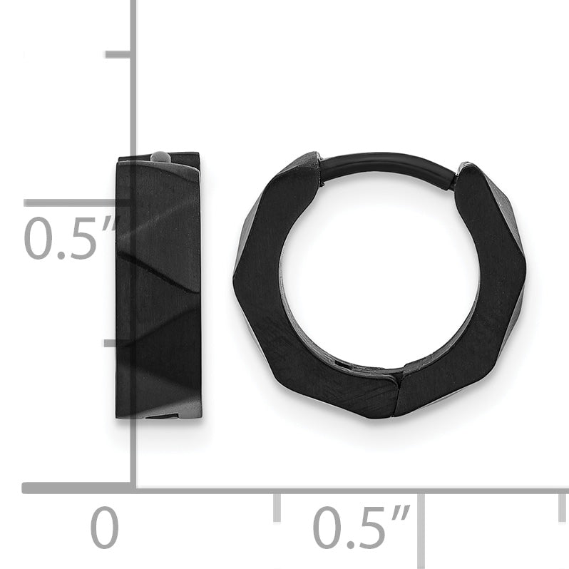 Brushed Black Stainless Steel Hoop Earrings 4mm