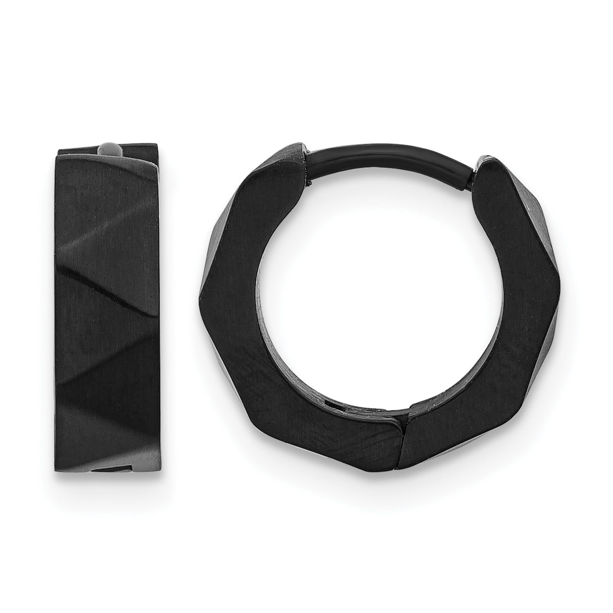 Brushed Black Stainless Steel Hoop Earrings 4mm