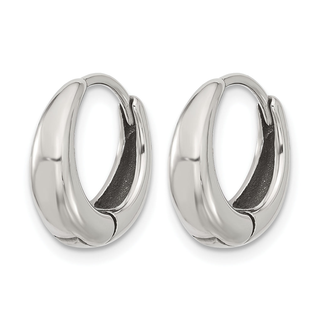 Stainless Steel Polished Hinged Hoop Earrings