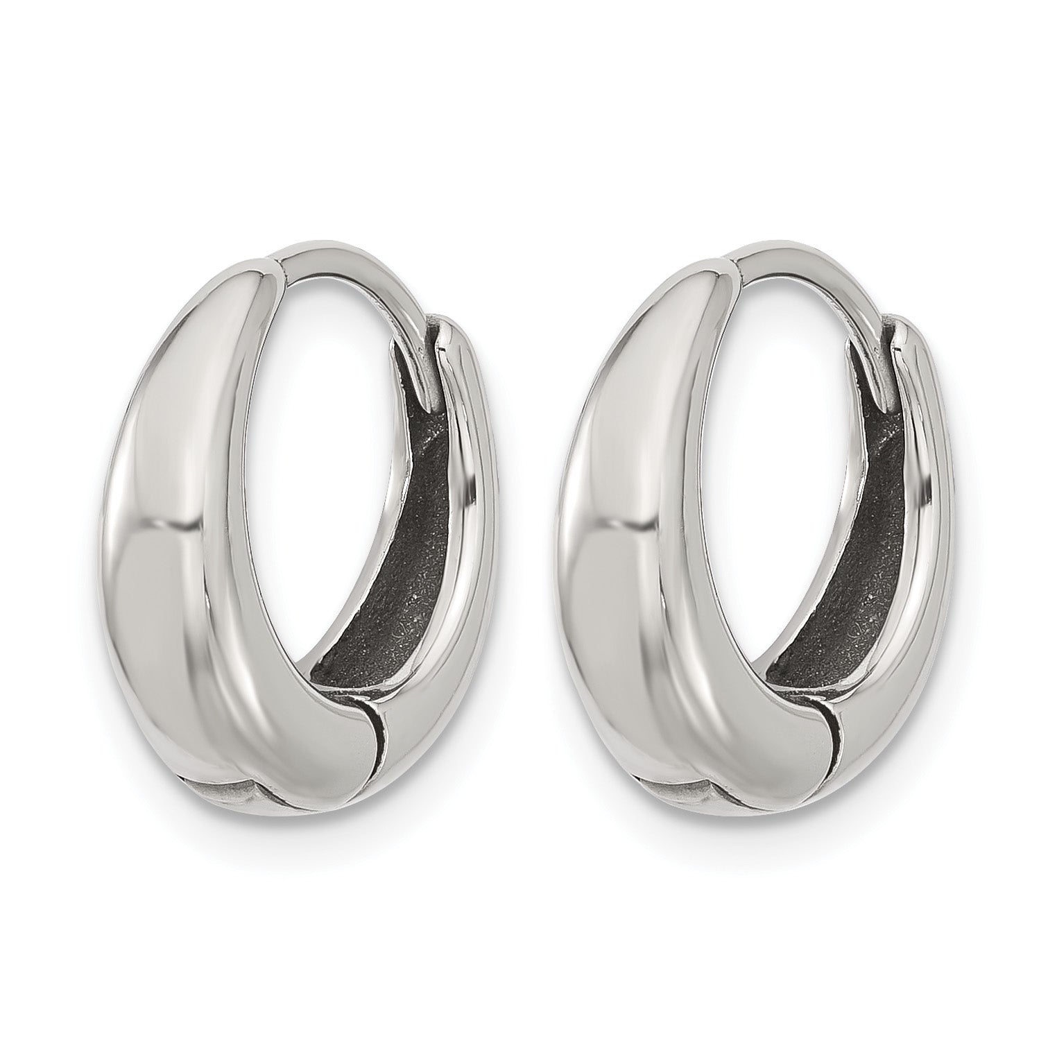 Stainless Steel Polished Hinged Hoop Earrings