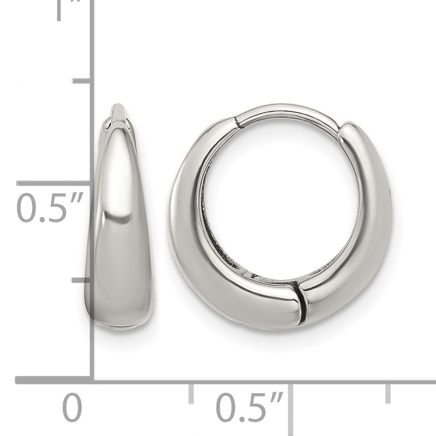 Stainless Steel Polished Hinged Hoop Earrings