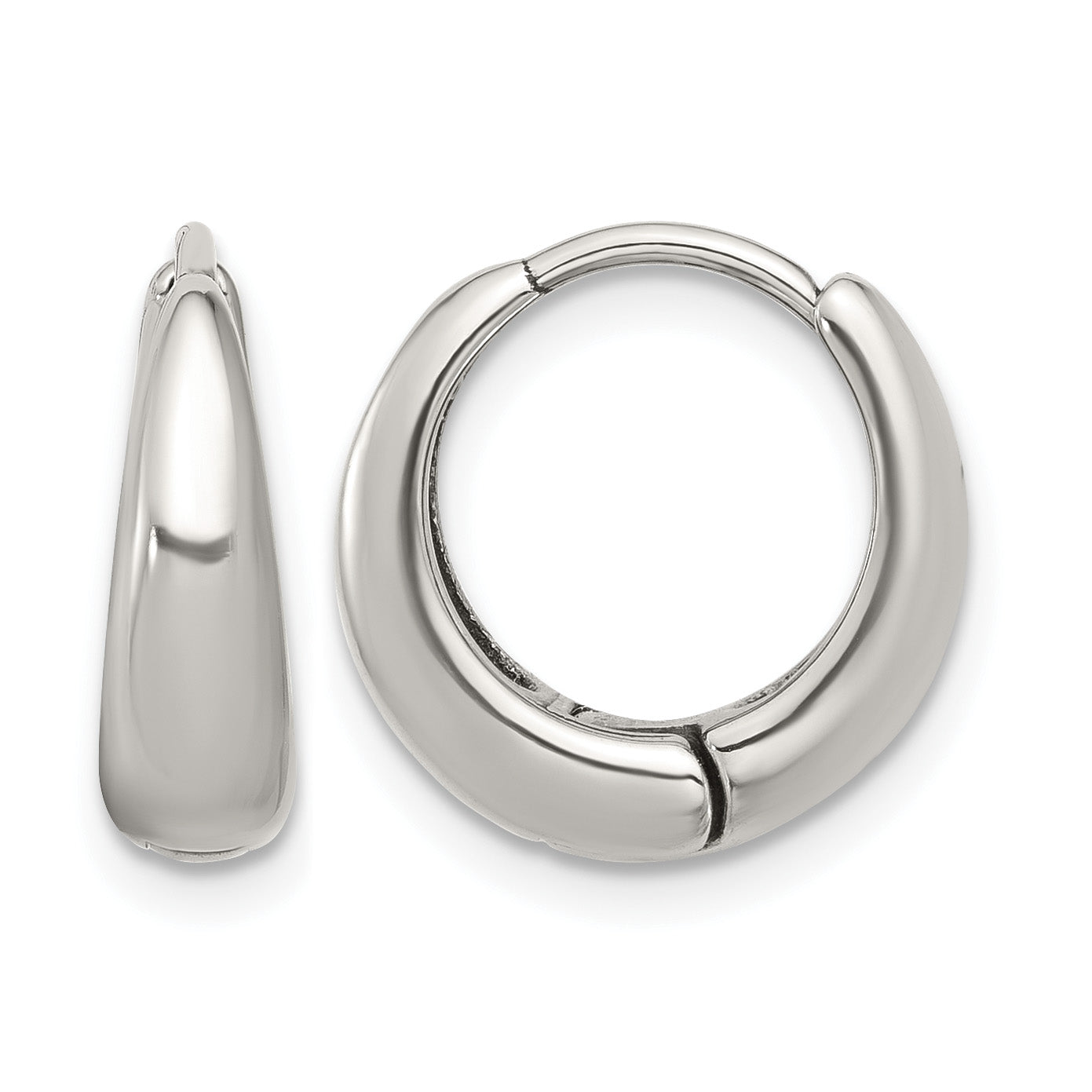 Stainless Steel Polished Hinged Hoop Earrings