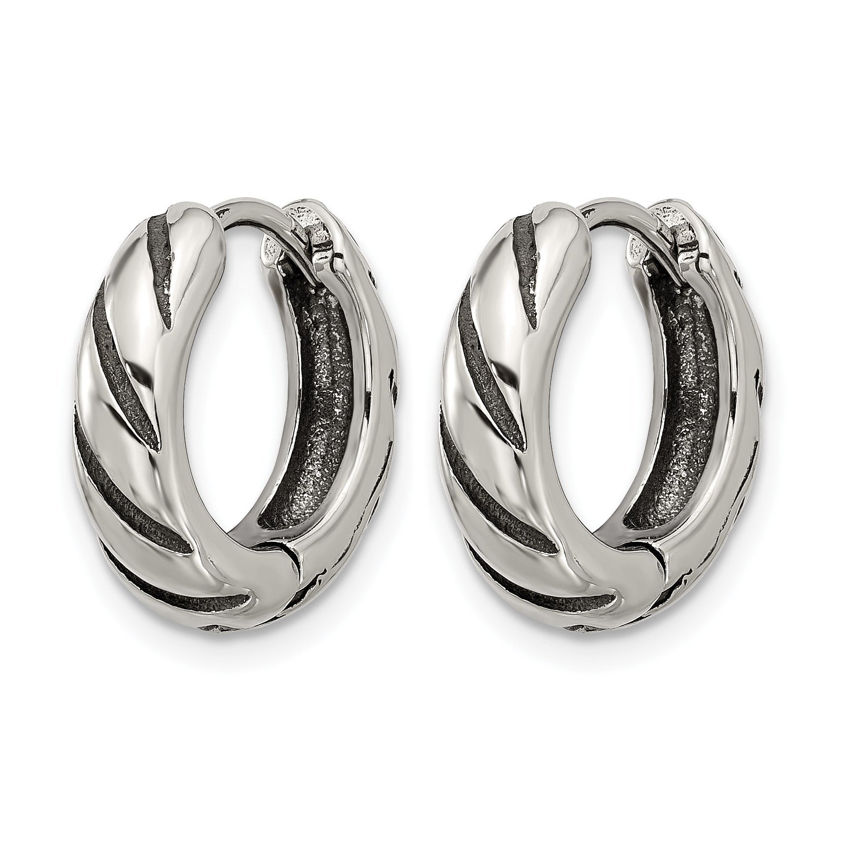 Antiqued Stainless Steel Hoop Earrings 4mm Secondary image