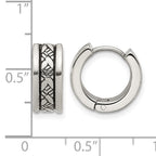 Stainless Steel Polished & Antiqued Hoop Earrings