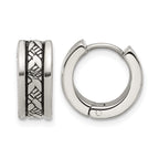 Stainless Steel Polished & Antiqued Hoop Earrings
