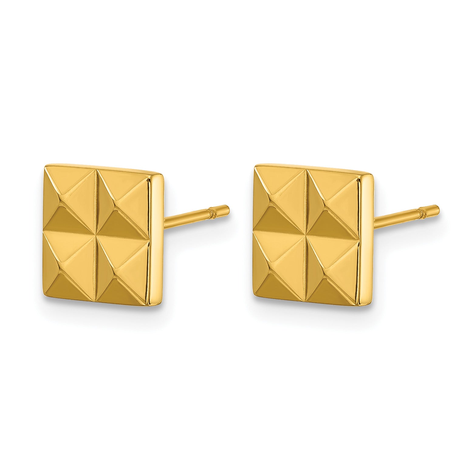 Stainless Steel Gold-Tone Polished Square Button Earrings