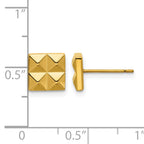 Stainless Steel Gold-Tone Polished Square Button Earrings