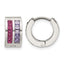 Stainless Steel Polished Purple Crystal Hoop Earrings for Women