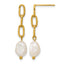 Stainless Steel Gold-Tone Polished Pear Pearl Drop Dangle Earrings for Women