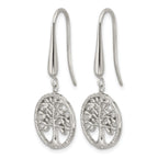 Stainless Steel Polished Textured Drop Dangle Earrings for Women