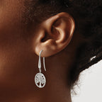 Stainless Steel Polished Textured Drop Dangle Earrings for Women