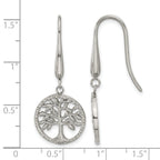 Stainless Steel Polished Textured Drop Dangle Earrings for Women
