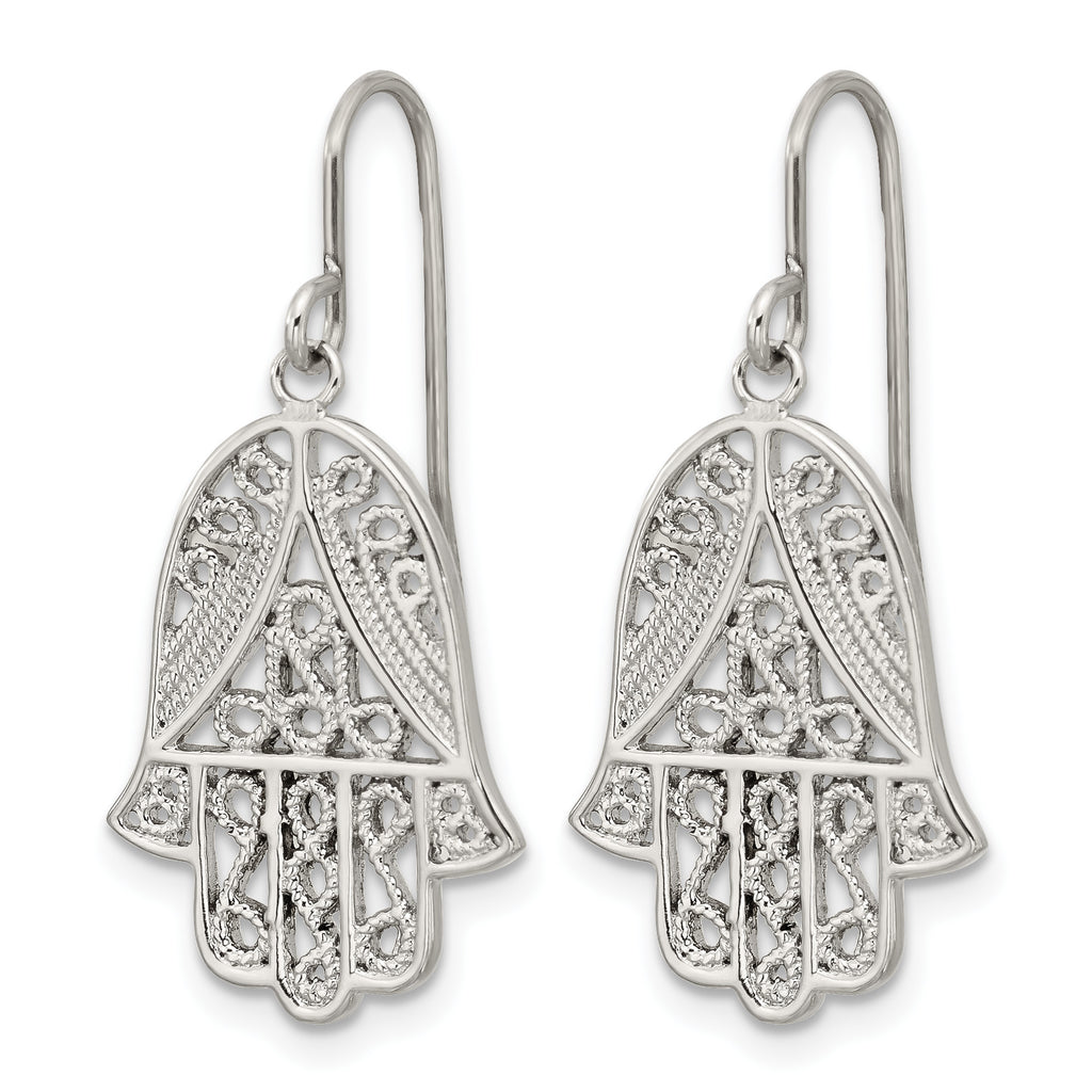 Stainless Steel Polished Textured Drop Dangle Earrings for Women