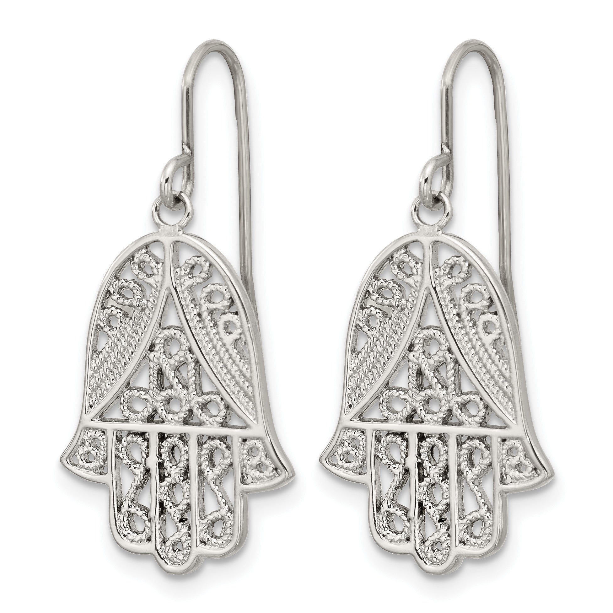 Stainless Steel Polished Textured Drop Dangle Earrings for Women