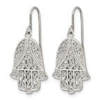Polished Textured Stainless Steel Drop Earrings 14mm