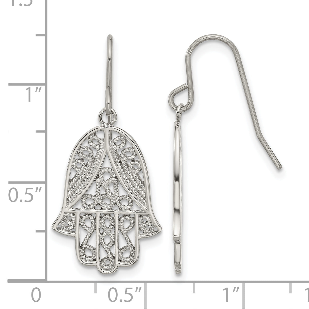 Stainless Steel Polished Textured Drop Dangle Earrings for Women