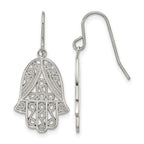 Stainless Steel Polished Textured Drop Dangle Earrings for Women