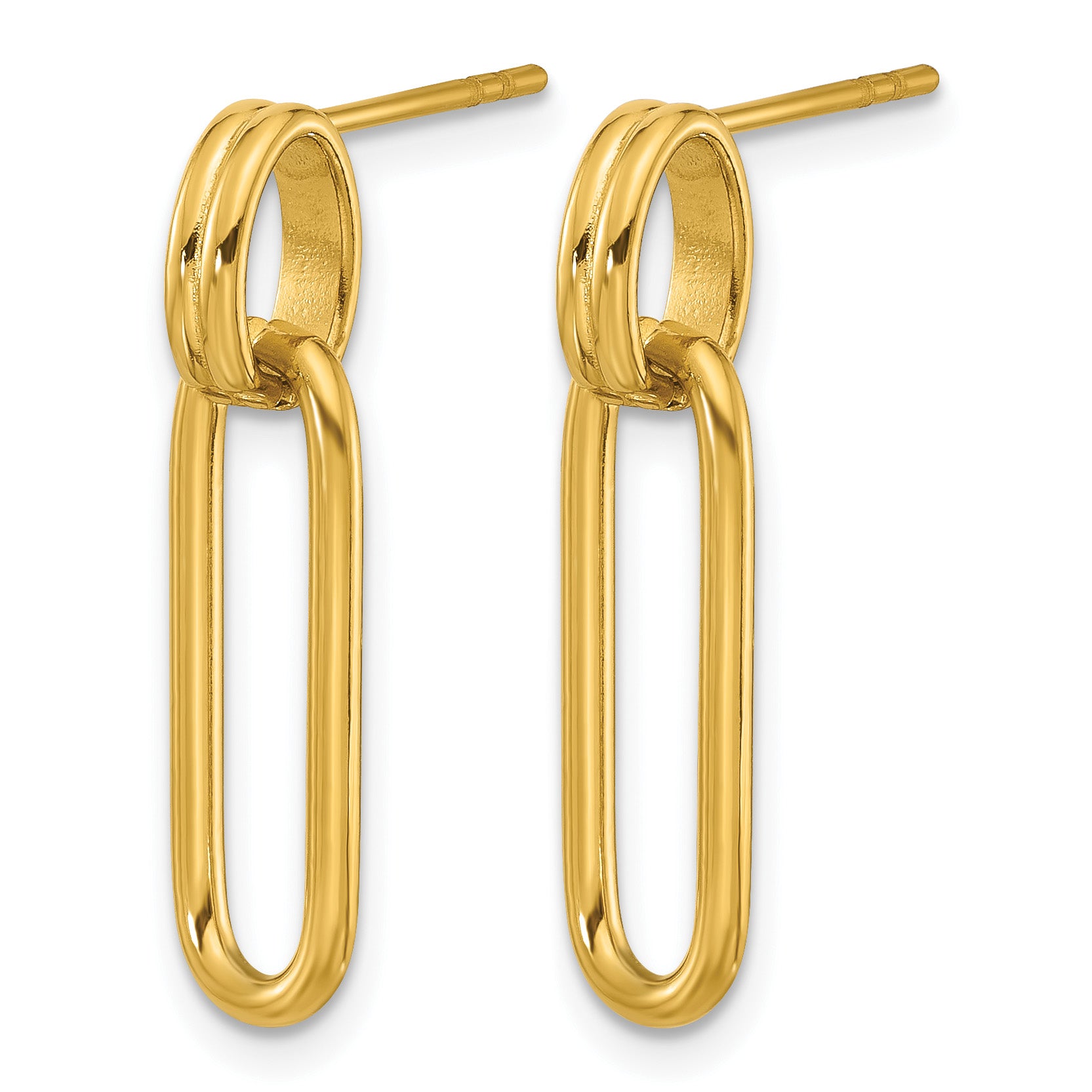 Polished Gold-Tone Stainless Steel Drop Earrings 6.6mm Secondary image