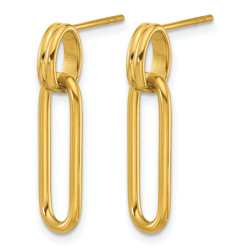 Polished Gold-Tone Stainless Steel Drop Earrings 6.6mm