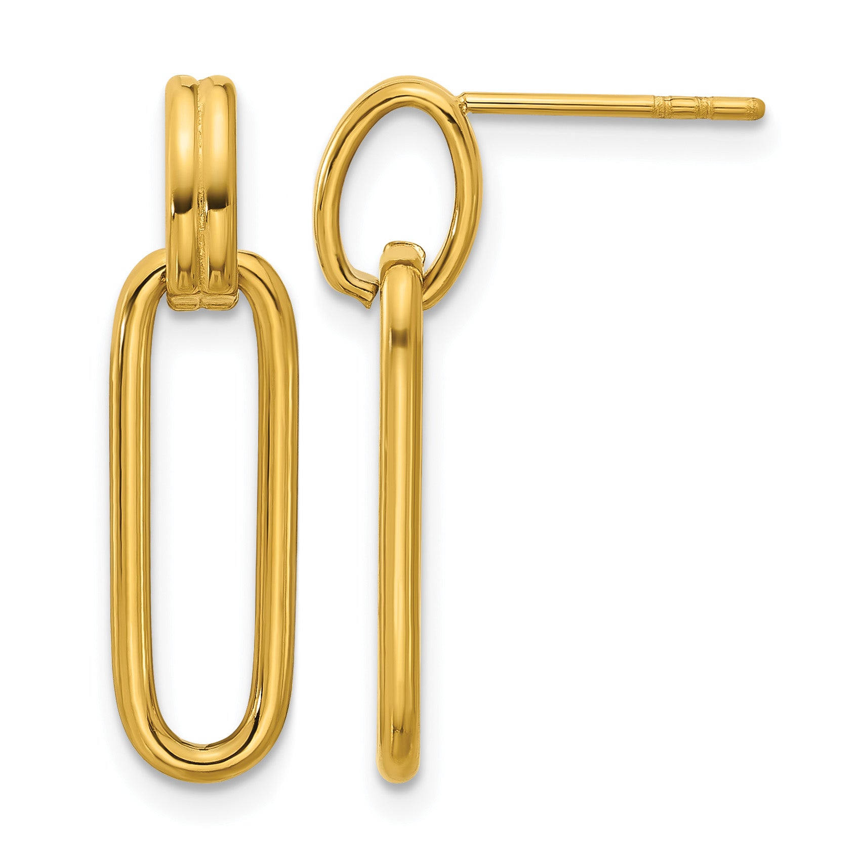 Polished Gold-Tone Stainless Steel Drop Earrings 6.6mm