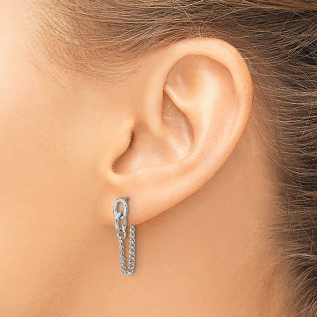 Stainless Steel Polished Drop Dangle Earrings