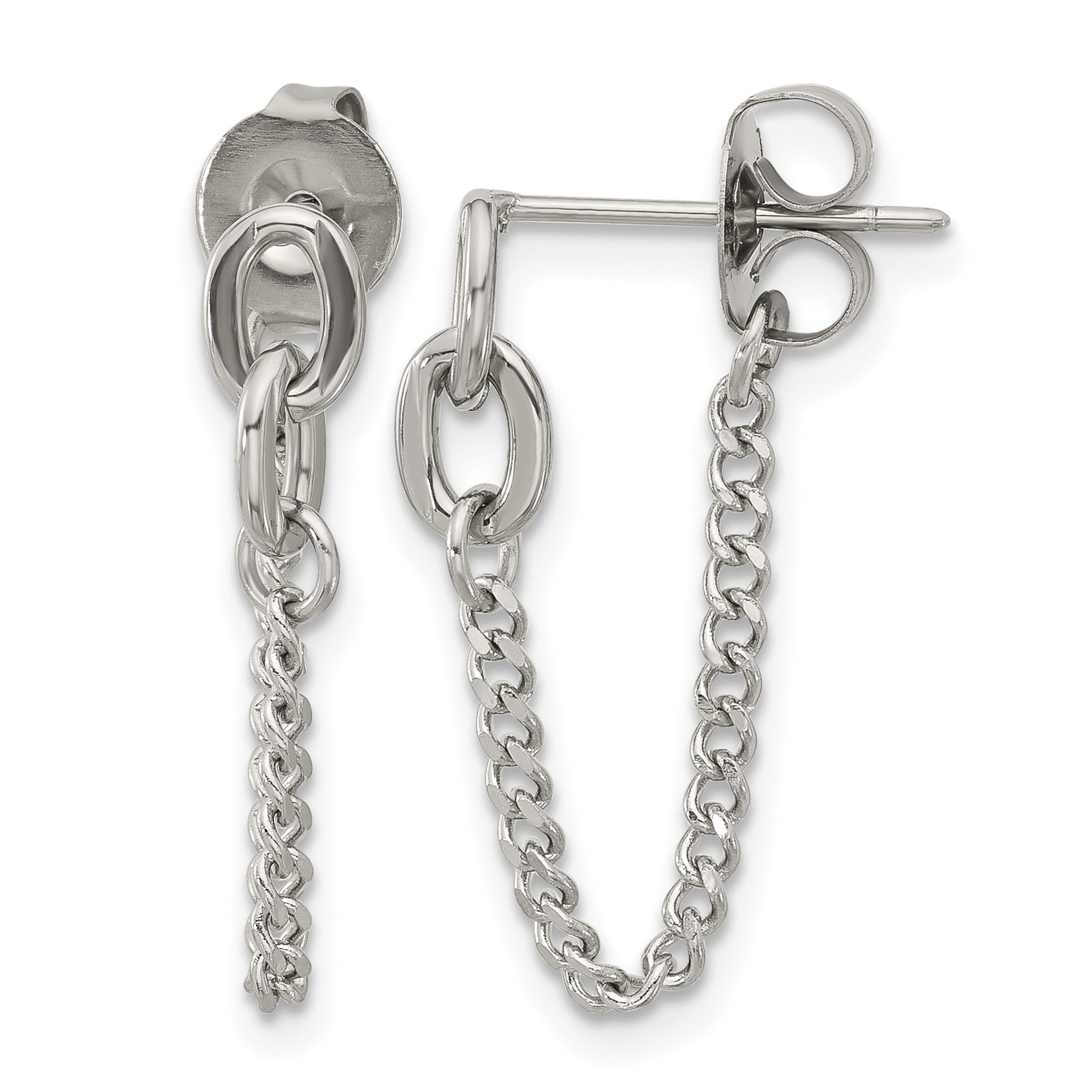Stainless Steel Polished Drop Dangle Earrings