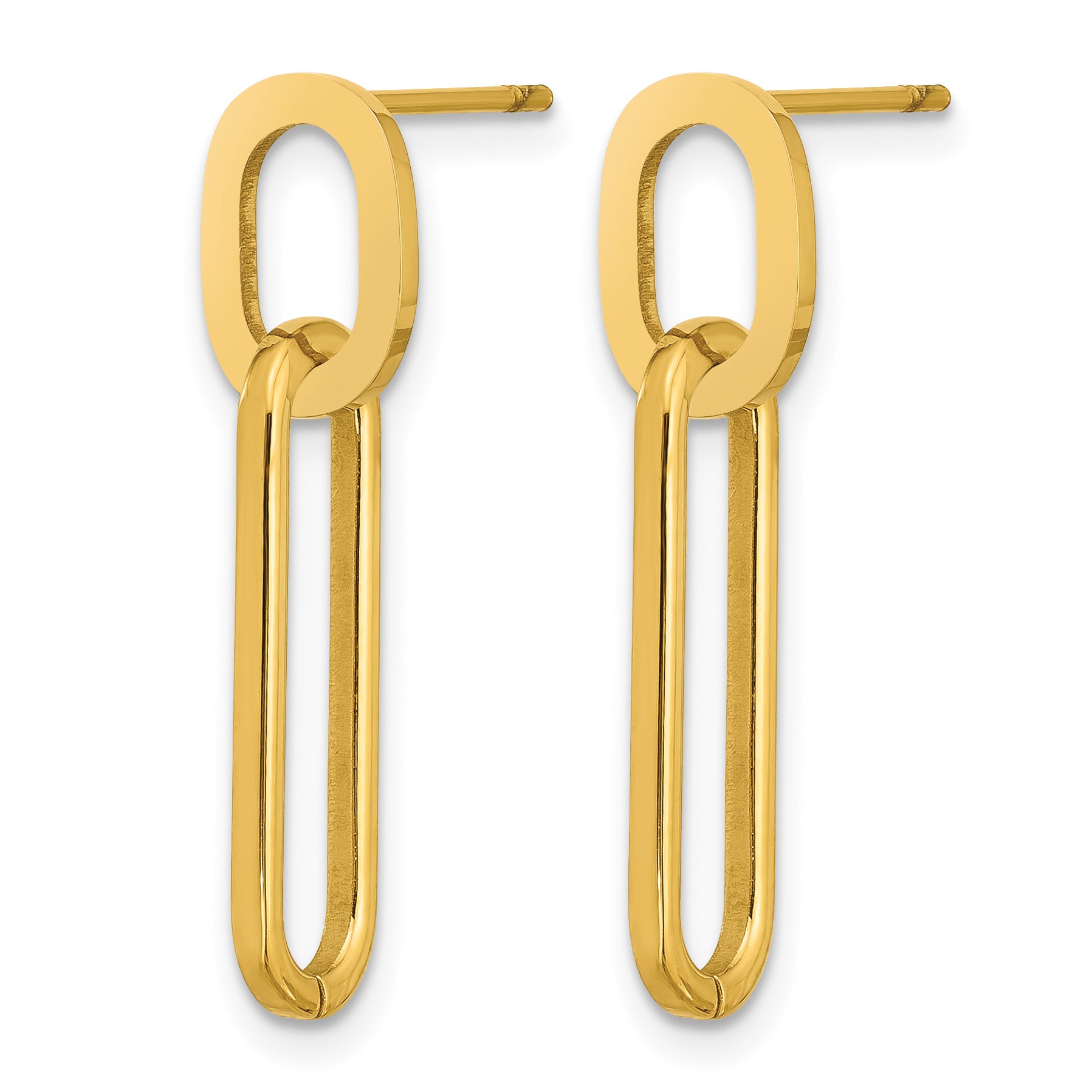 Stainless Steel Gold-Tone Polished Drop Dangle Earrings for Women
