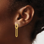Stainless Steel Gold-Tone Polished Drop Dangle Earrings for Women