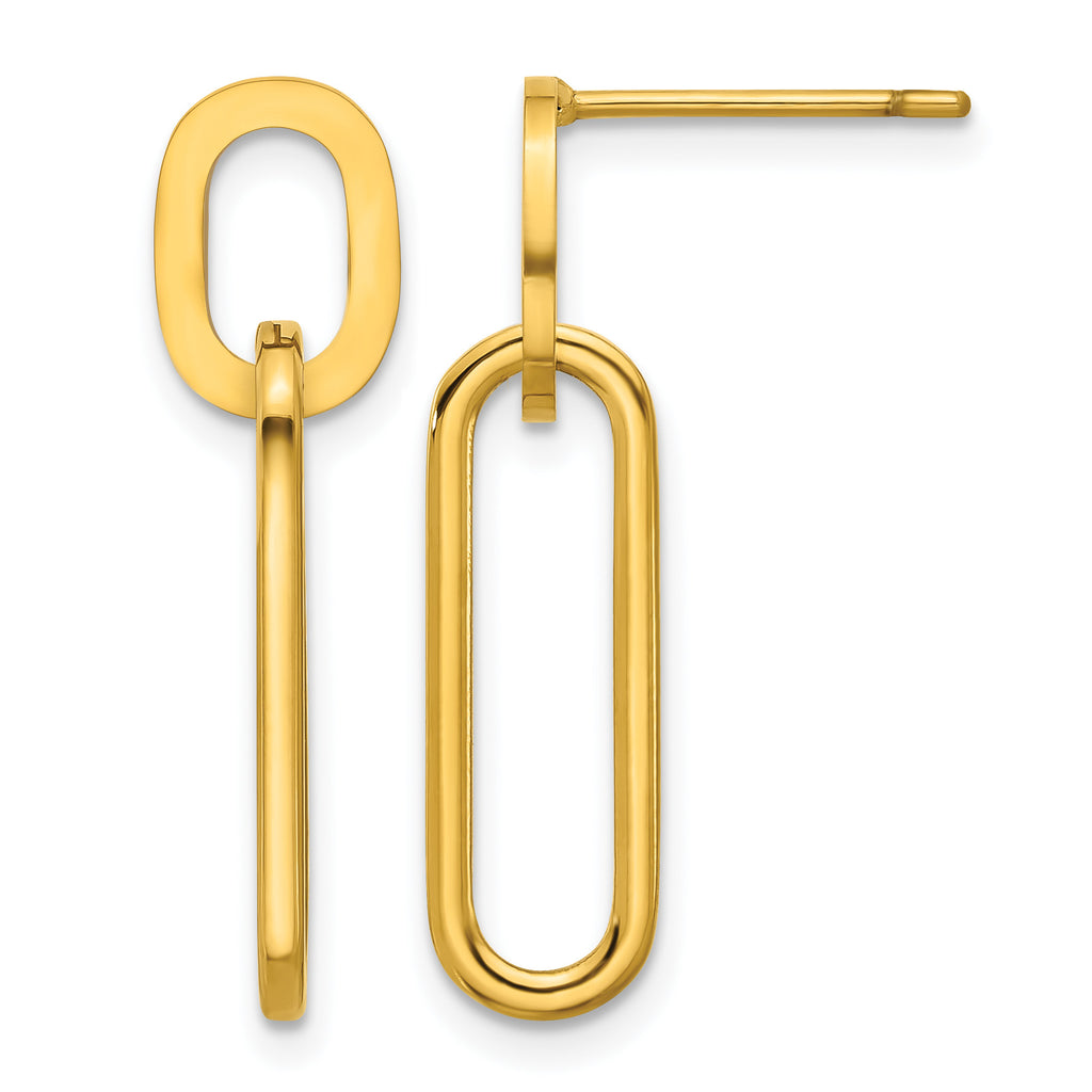 Stainless Steel Gold-Tone Polished Drop Dangle Earrings for Women