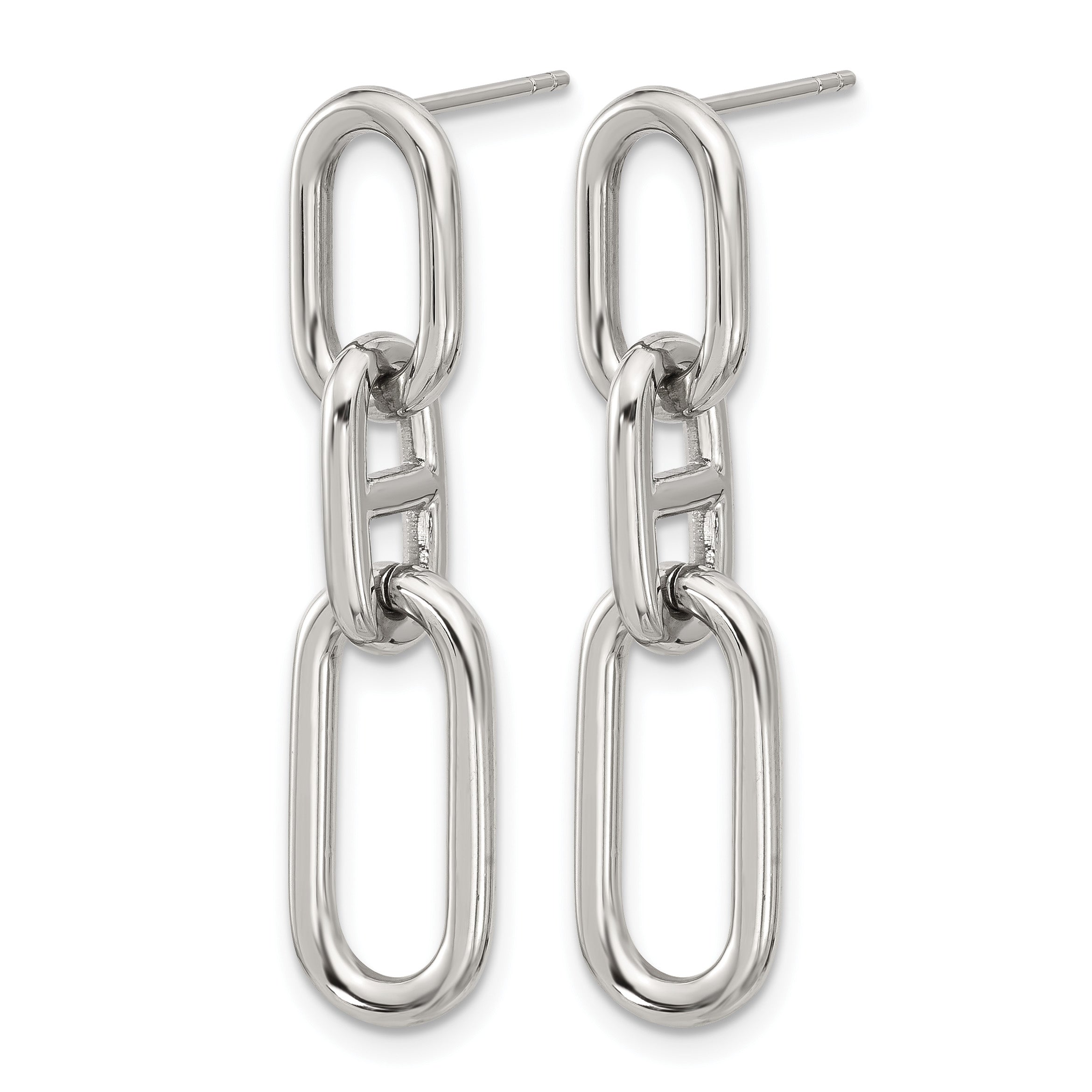 Polished Stainless Steel Drop Earrings 8.5mm Secondary image