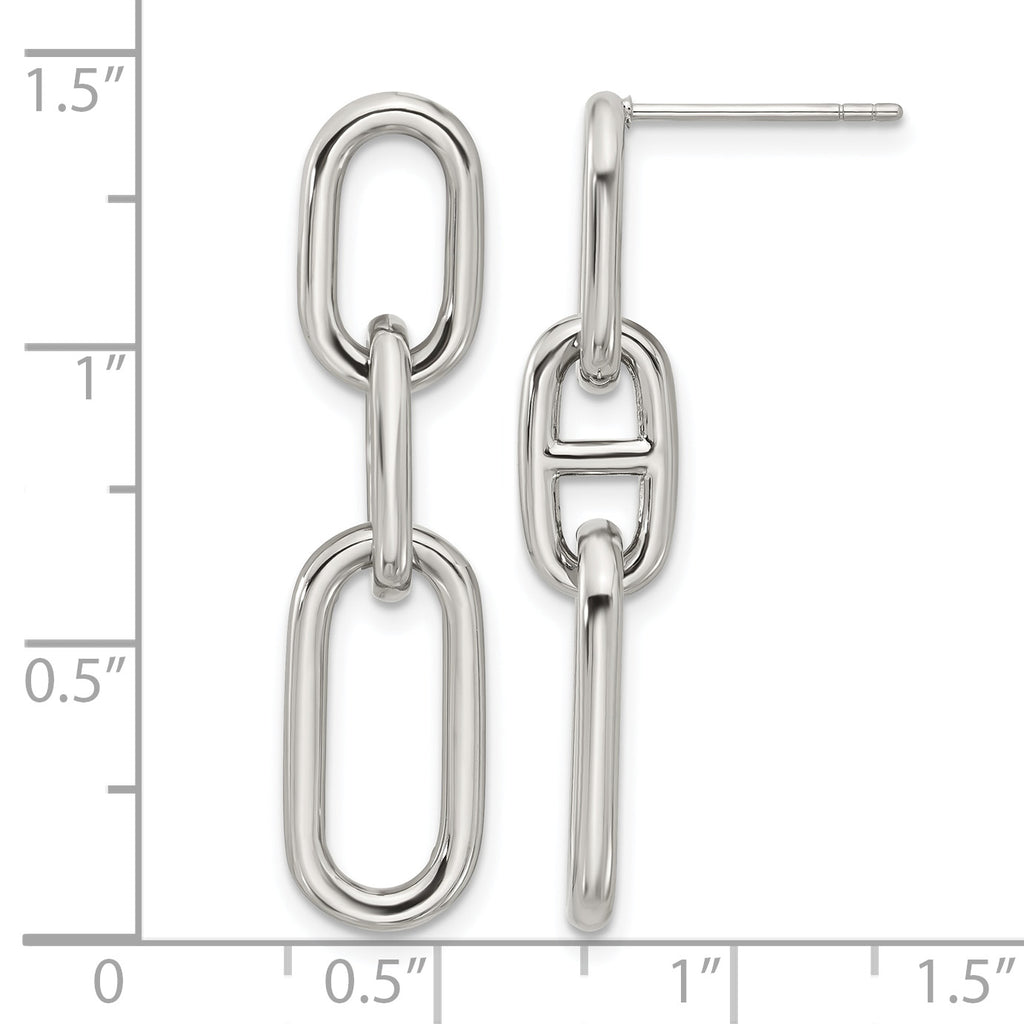 Polished Stainless Steel Drop Earrings 8.5mm