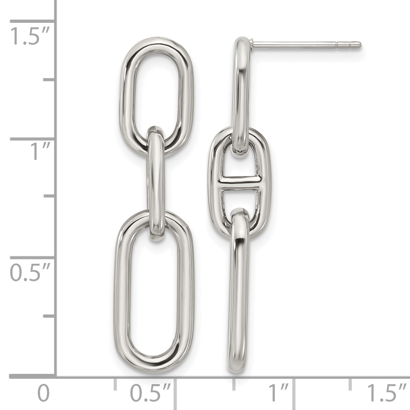 Polished Stainless Steel Drop Earrings 8.5mm