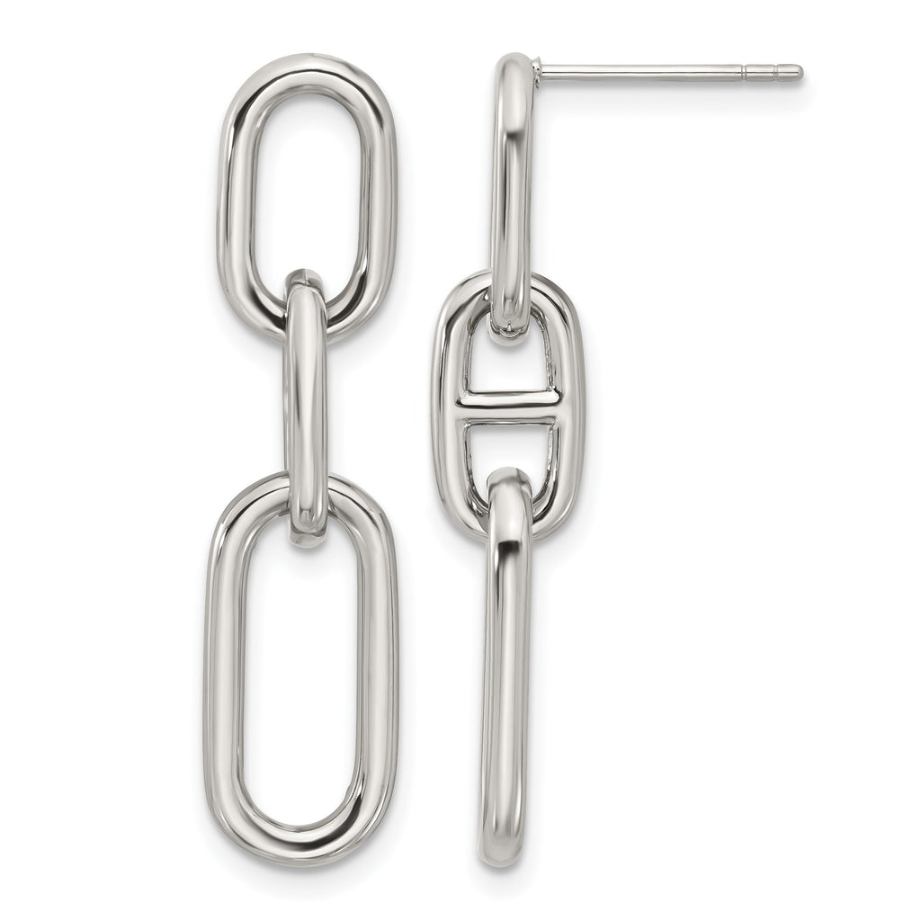 Polished Stainless Steel Drop Earrings 8.5mm