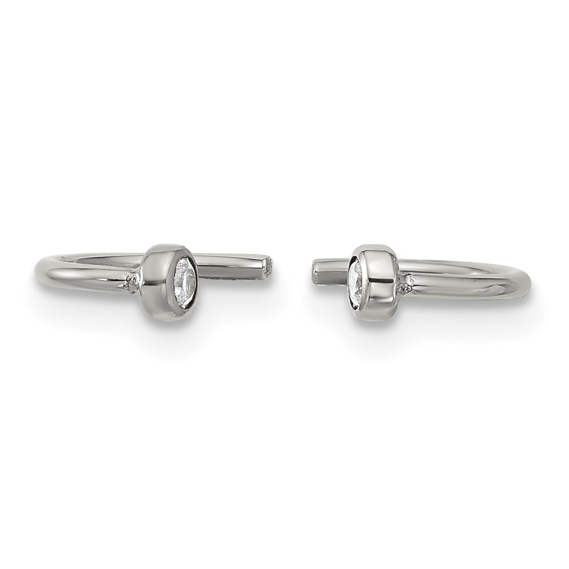 Polished Zircon (Other) Stainless Steel Stud Earrings 1mm