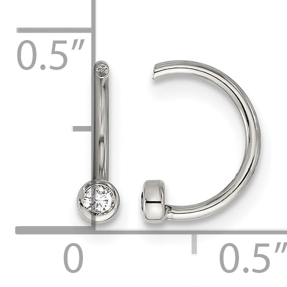 Stainless Steel Polished Ear Cuff Stud Earrings