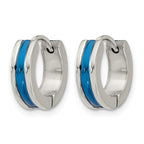 Stainless Steel Blue Polished Hoop Earrings