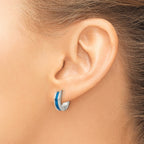 Stainless Steel Blue Polished Hoop Earrings