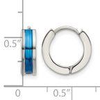Stainless Steel Blue Polished Hoop Earrings