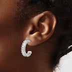 Stainless Steel Polished J-Hoop Earrings for Women