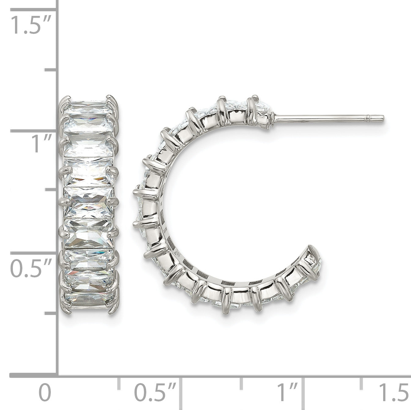 Stainless Steel Polished J-Hoop Earrings for Women