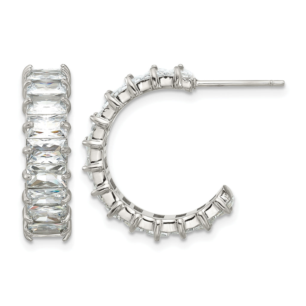 Stainless Steel Polished J-Hoop Earrings for Women