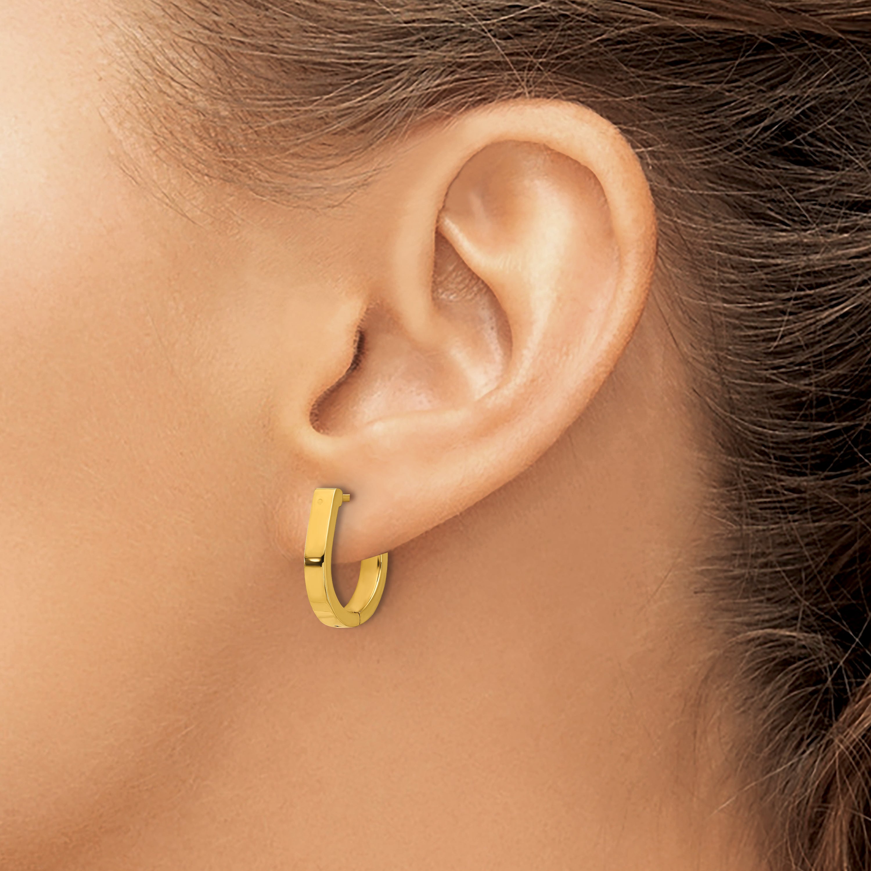 Stainless Steel Gold-Tone Polished Hoop Earrings